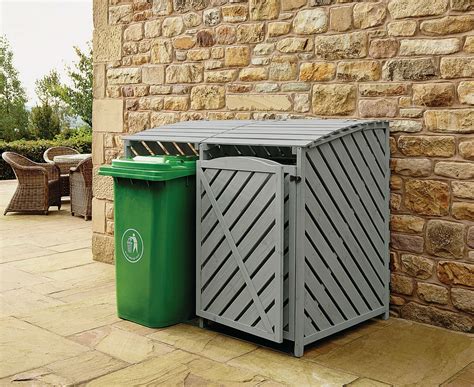 Double Wheelie Bin Store Outdoor Cover Recycling Storage Hinged Lid ...