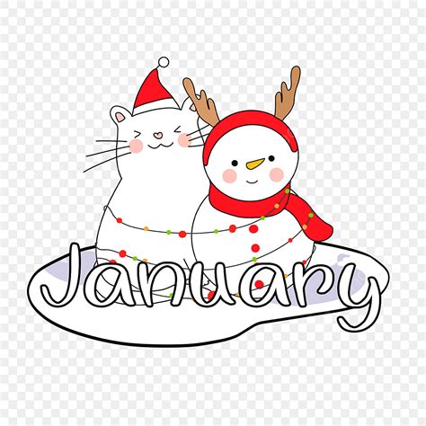 January Clip Art Cute Flat Design Vector Cute Colorful Happy New Year