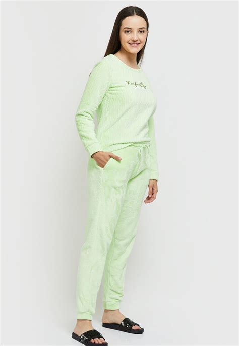 Buy Women Embossed Sweatshirt with Drawstring Pyjamas Online at just Rs ...