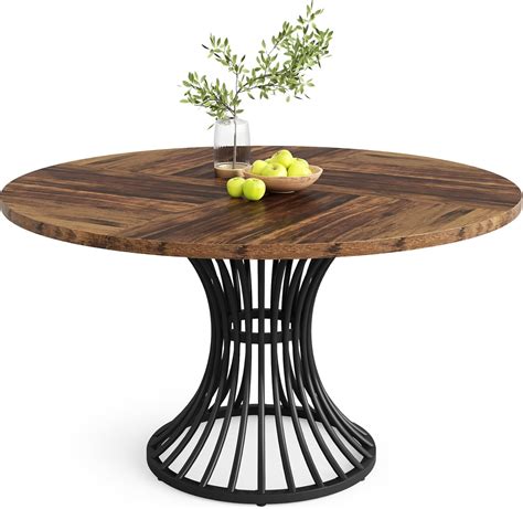 LITTLE TREE Round Dining Table for 4-6 People, 47" Large Rectangular ...