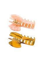 Loeffler Randall Hair Claw Set in Tan & Pink | REVOLVE