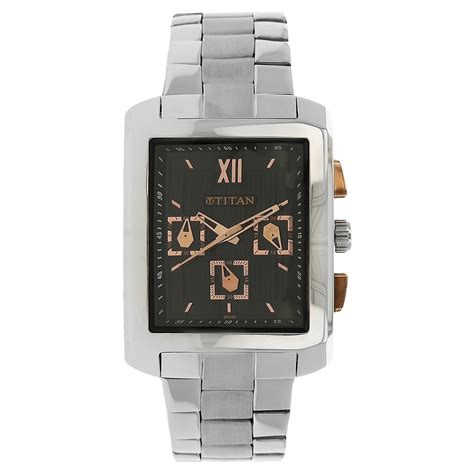 Buy Online Titan Quartz Chronograph Black Dial Stainless Steel Strap ...