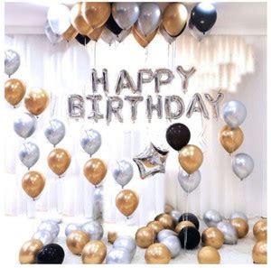 Flipkart.com | Aizelx Solid Happy Birthday Letter Silver 30 Black Gold ...