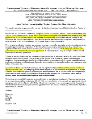 OH Metropolitan Veterinary Hospital AVIMP – New Client Information 2020 ...