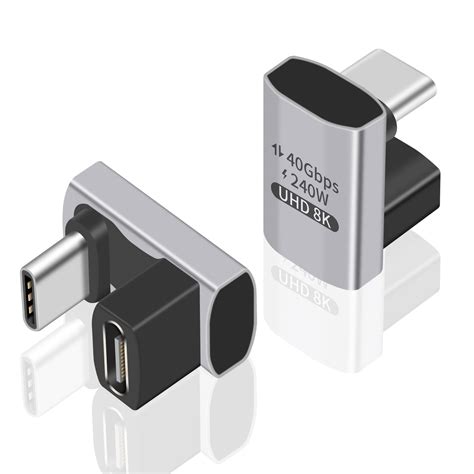180 Degree U Shape Usb C Adapter 240w Pd 40gbps 2 Pack Duttek USB C 180 ...