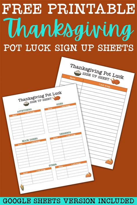 Potluck Sign Up Sheet Template Printable - Printable Free Templates