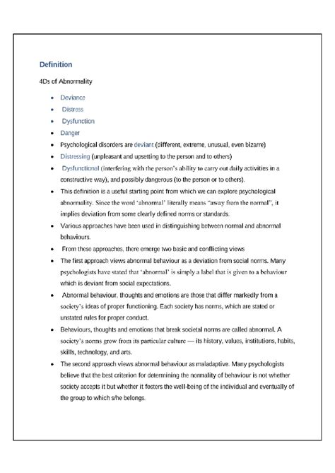 5TH SEM AB Notes - Abnormal psychology past and present, anxiety ...