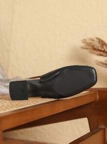 1 Pair Low Heel Sandals, Vintage Square Toe Thick Heel Embroidered Slip ...