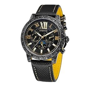 Buy FORSINING Men's Automatic Self Winding Moon Phase Luxury Brand Date ...