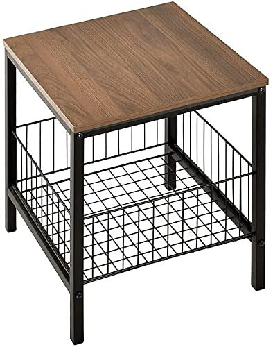 INDIAN DECOR 41114 Nightstand End Table Wooden top Metal Frame Side ...