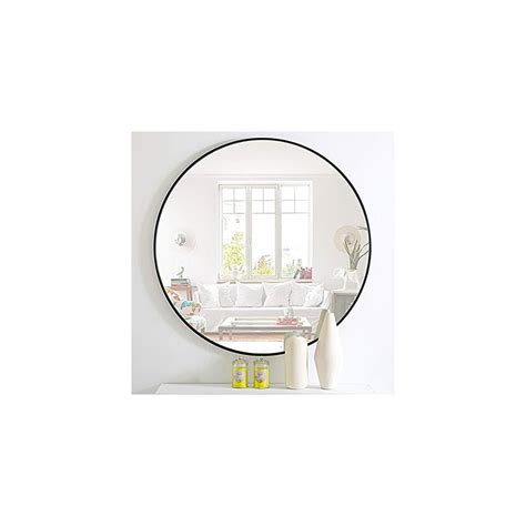 Buy Growsun 39 inch Black Round Mirror, Large Wall Mounted Circle ...
