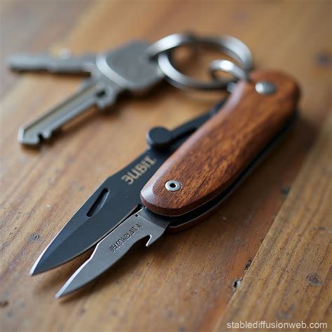 Bespoke Wooden Keychain Pocket Knife | Stable Diffusion Online