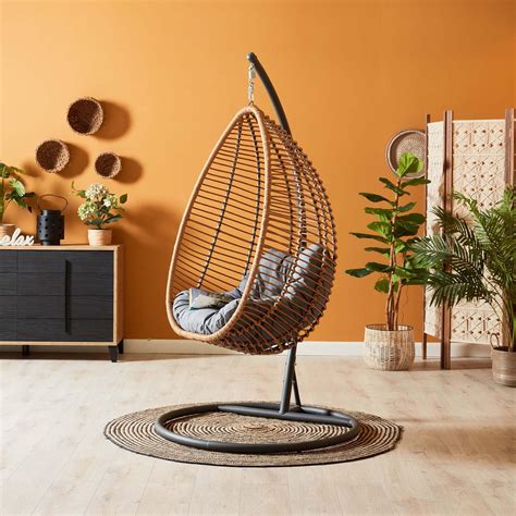Buy Darius Metal Hanging Swing with Stand - Brown from Home Centre at ...
