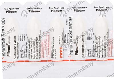 Buy Pileum Strip Of 5 Rectal Suppositories Online at Flat 15% OFF ...