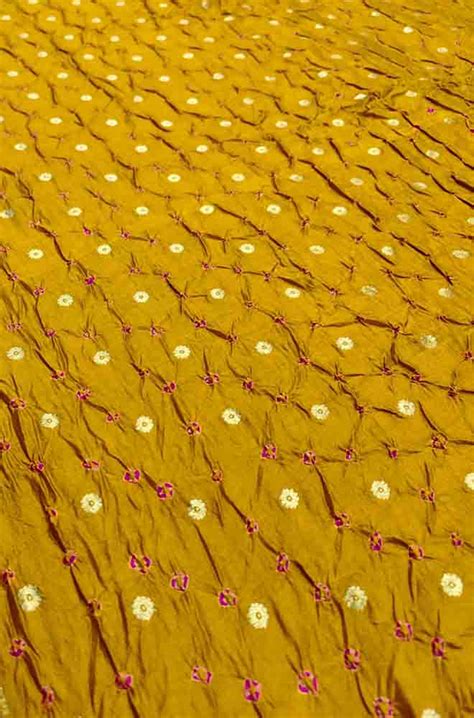 Shop the Exquisite Yellow Banarasi Bandhani Chiniya Silk Fabric (2.5 Mtr)