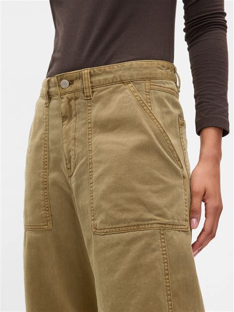Mid Rise Twill Barrel Pants | Gap