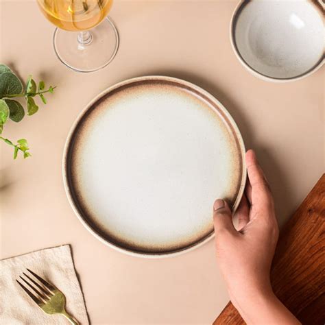 Cavern Clay Ceramic Snack Plate White Brown 8 Inch Online - Premium ...