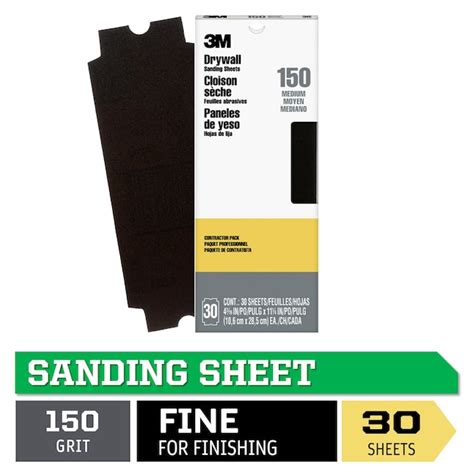 3M Drywall Medium 150-Grit Sheet Sandpaper 4.1875-in W x 11.25-in L 30 ...