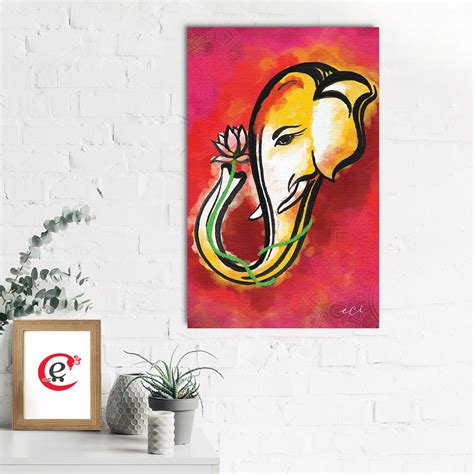 Lord Ganesha Original Design Canvas Printed Wall Painting- eCraftIndia ...