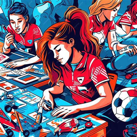 Premium AI Image | A drawing of three girls in red and white with a ...