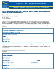 Nebraska Duplicate Ged Diploma Request Form - Fill Out, Sign Online and ...
