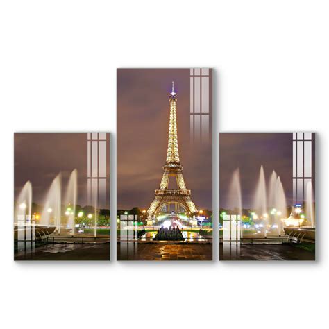 Multiple Frame Wall Painting for Living Room: Eiffel Tower – Flair Glass