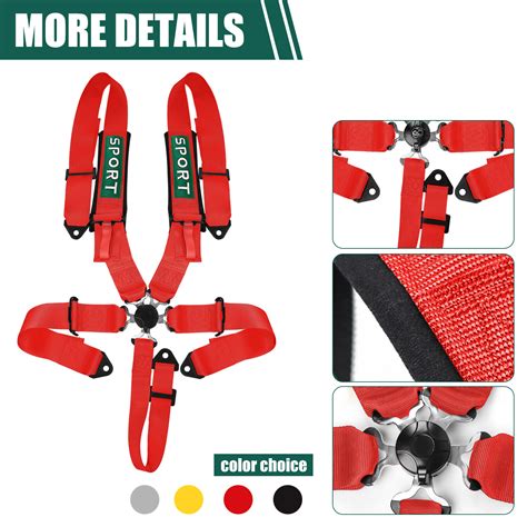 Red 5 Point 3" Safety Racing Seat Belt Harness ATV BUGGY OFF ROAD RZR Polaris US | eBay