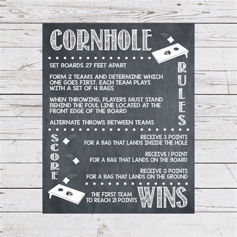 Cornhole Rules Bag Toss Rules Corn Toss Rules Yard Games - Etsy Canada