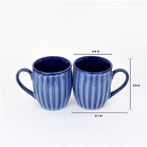 Buy 'Blue Ridged' Ceramic Coffee Mugs (Set of 2) - Artysta Gallery ...