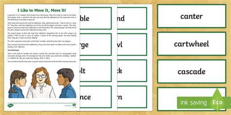 Movement Word Card Game