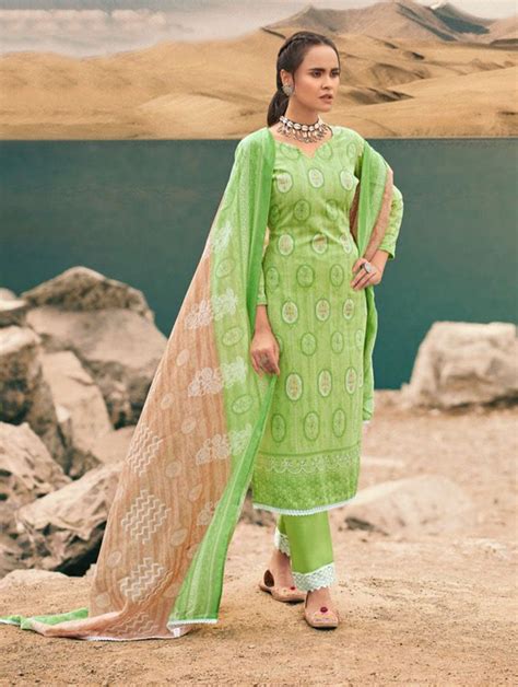 Pure Cotton Green Unstitched Printed Suit Material – Stilento