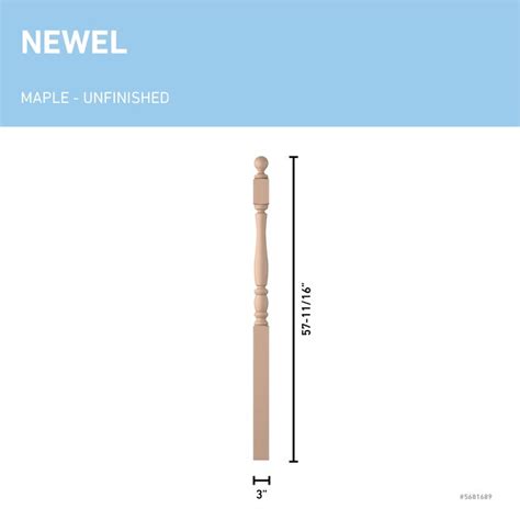 L.J. Smith Stair Systems LaSalle 57.6875-in x 3-in Unfinished Maple ...