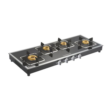 Sunshine Olympic Silver 4 Burner Glass Top Gas Stoves Manual Ignition ...