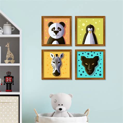 Beautiful Decorative Face Art for Kids Wall Frame Set of Four – Decor Smart