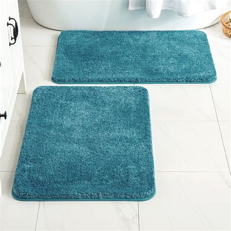 Amazon.com: MIULEE Teal Bathroom Rugs Set 2 Piece, Non Slip Bath Mat ...