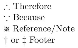 Image result for Common Symbols for Footnotes