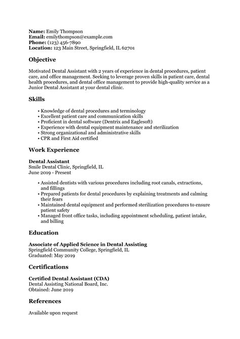 dental assistant Resume Examples & Templates 2025- Resume Buildr