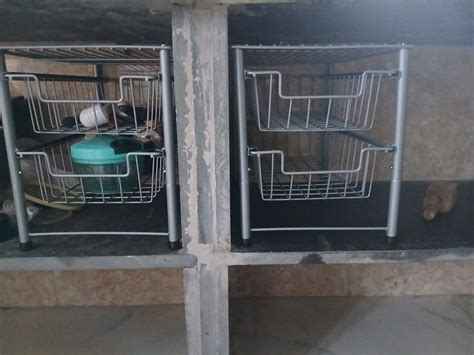 amazon basics 2-Tier Sliding Drawers Basket Storage Organizer, Silver ...