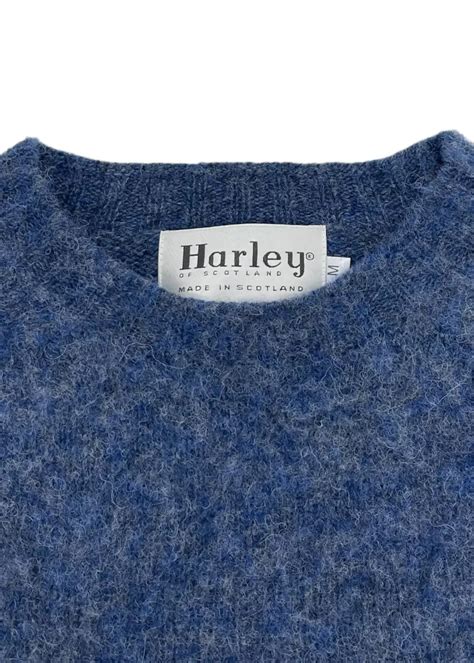 Harley of Scotland Shetland Crewneck Sweater - Denim – Old House Provisions