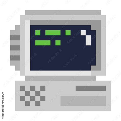Computer retro vintage pixel art icon illustration Stock Vector | Adobe ...