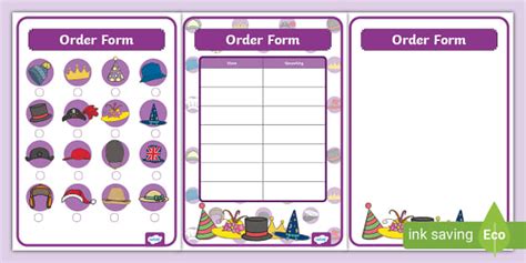 Hat Shop Order Forms - Twinkl - EYFS - Role-Play - Twinkl