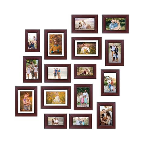 Amazon Brand - Solimo Collage Set of 16 Rosewood Photo Frames ( 4 x 6 ...