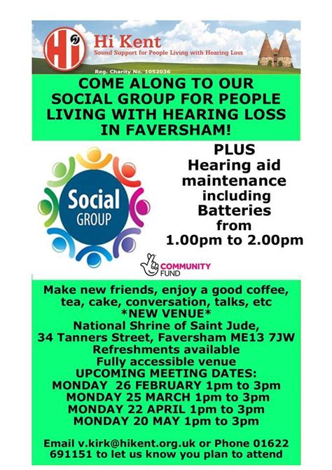 Faversham Social Group for People Living With Hearing Loss, National ...
