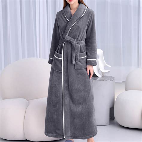 pstuiky Long Robe, Women Flannel Gown and Fleece Extra Thick Nightgown ...