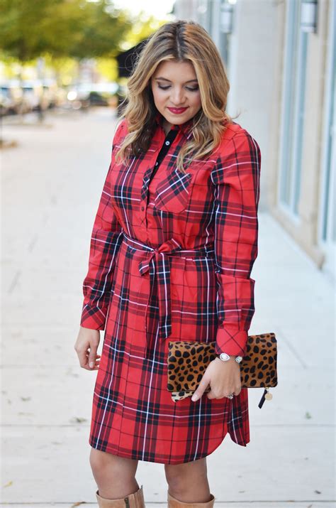 red plaid dress outfit - By Lauren M