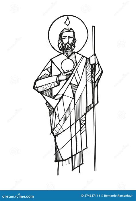 Hand Drawn Illustration of Saint Jude Thaddeus Stock Vector ...