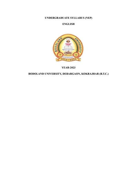 English I to IV Syllabus as per NEP2020 - UNDERGRADUATE SYLLABUS (NEP ...