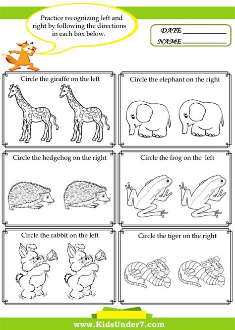 Image result for Learning Left and Right Worksheets