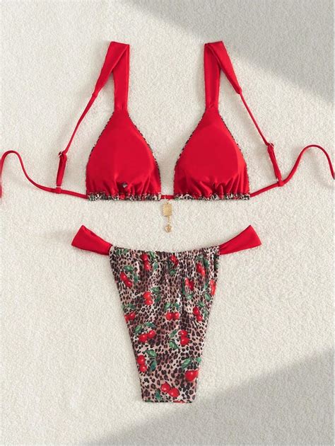 Women’s 2 Piece Floral Tropical Print Bikini Set Boho Triangle Bathing ...