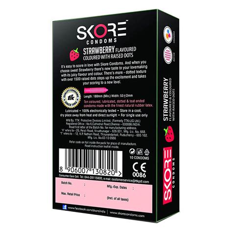 Skore Strawberry Flavour Condoms, 10 Count Price, Uses, Side Effects ...